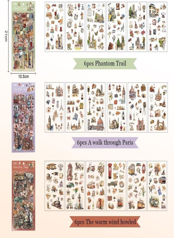 SAMVARDHAN Vintage Aesthetic Sticker - 36 Sheets Retro Themed Decorative Stickers for Scrapbook, Journal, Crafts & DIY Projects, Photo Album Sticker, Pack of 6 (Travel, Coffee, Books, Music & More) - Image 2